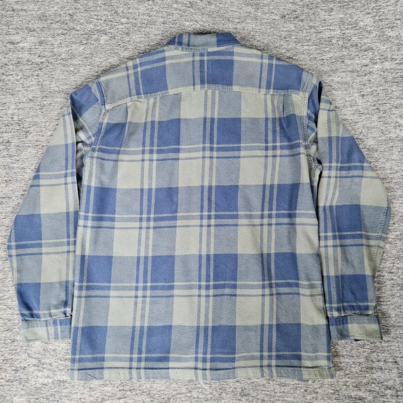Patagonia Organic Cotton Flannel Blue/Green Long Sleeve Button Up Shirt Men XL - Picture 9 of 11